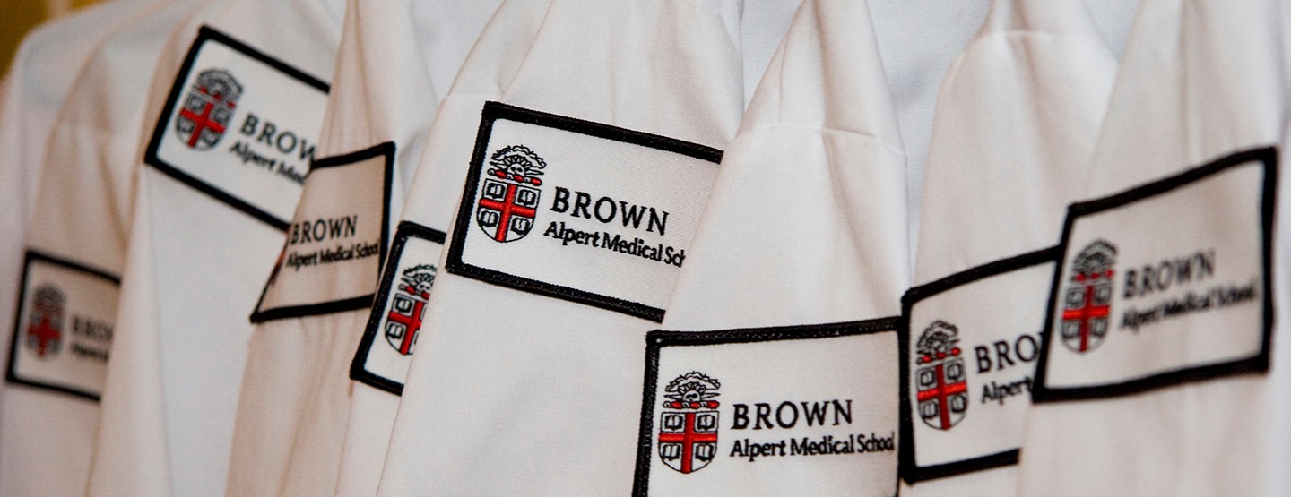 white lab coats with Brown medical school logo